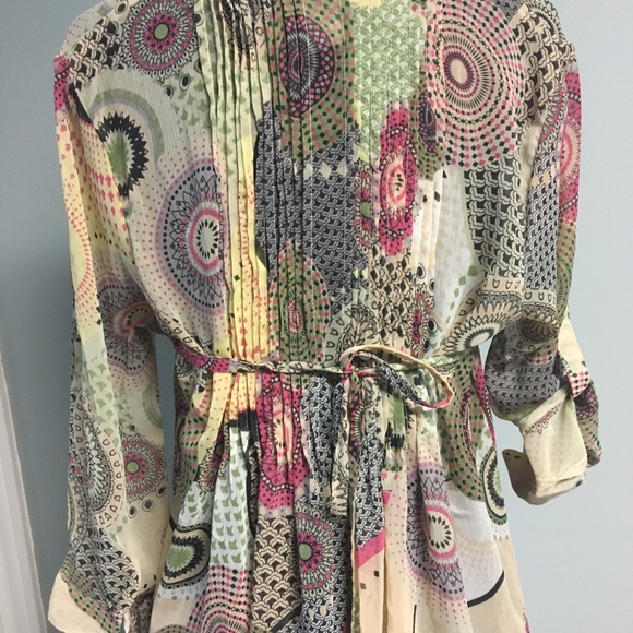 American Rag Sheer Long Sleeve Patterned Tunic - Picture 5 of 10